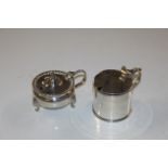 A London Silver 1880 mustard pot with glass liner;