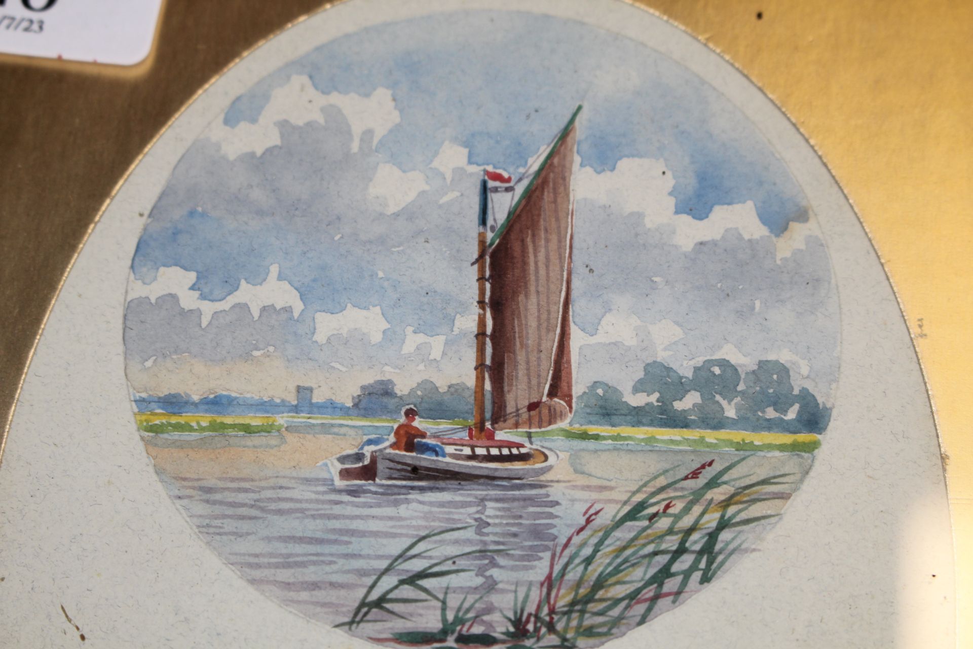 Watercolour of a Norfolk Broad scene dated 1912 - Image 2 of 3