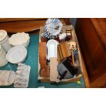 A box of miscellaneous doll's house furniture