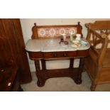 A Victorian mahogany marble topped washstand with