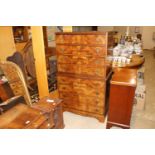 A mahogany and walnut veneered chest on chest (bot