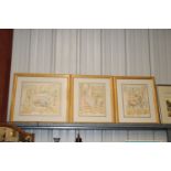 M. Glynn, three framed and glazed pencil signed li