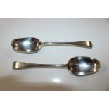 A pair of George V silver table spoons, by James D