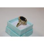 A TGGC Sterling silver gilt and black spinal ring