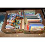 Two boxes of various children's books to include f