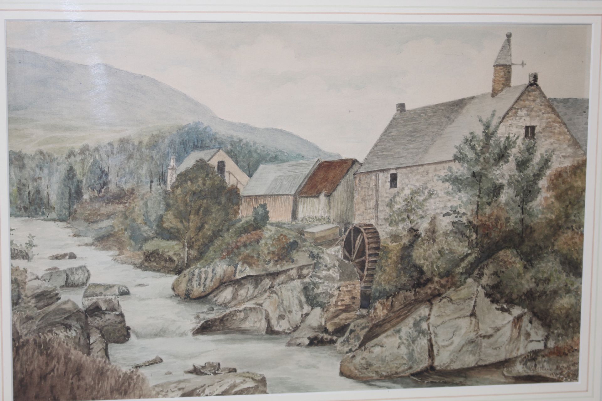 William Milne, watercolour study of a water mill a - Image 2 of 3