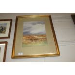 Charles E Britten, watercolour study of a highland