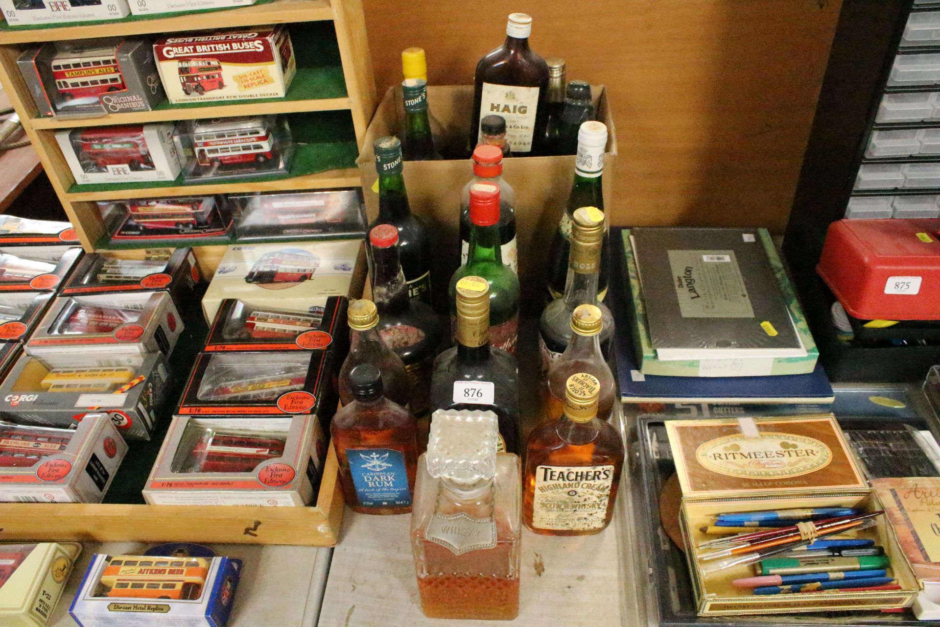 A collection of spirits and liquors