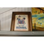 A pine framed Bovril advertising print