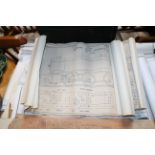 A collection of railway related blue prints; plans