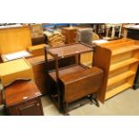 An oak three tier trolley and a late Victorian mah