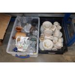 Two boxes of miscellaneous china and glass, includ