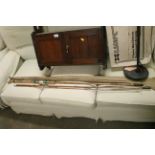 A split cane three piece fishing rod and bag