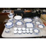 A collection of Wedgwood blue "Siam" patterned din