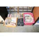 A case and three boxes of 45rpm records