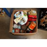 A collection of various vintage tins etc.