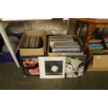 Two boxes of records, mainly rock LPs