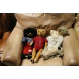 Two Well Loved teddy bears, two other vintage toys