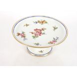 A Minton floral pattern meat plate; a part continental dessert set comprising comport and six