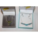 Two Sterling silver and Apatite garland necklace;