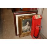 A quantity of gilt framed and other portrait print