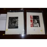 A pencil signed limited edition lino cut "New Moon