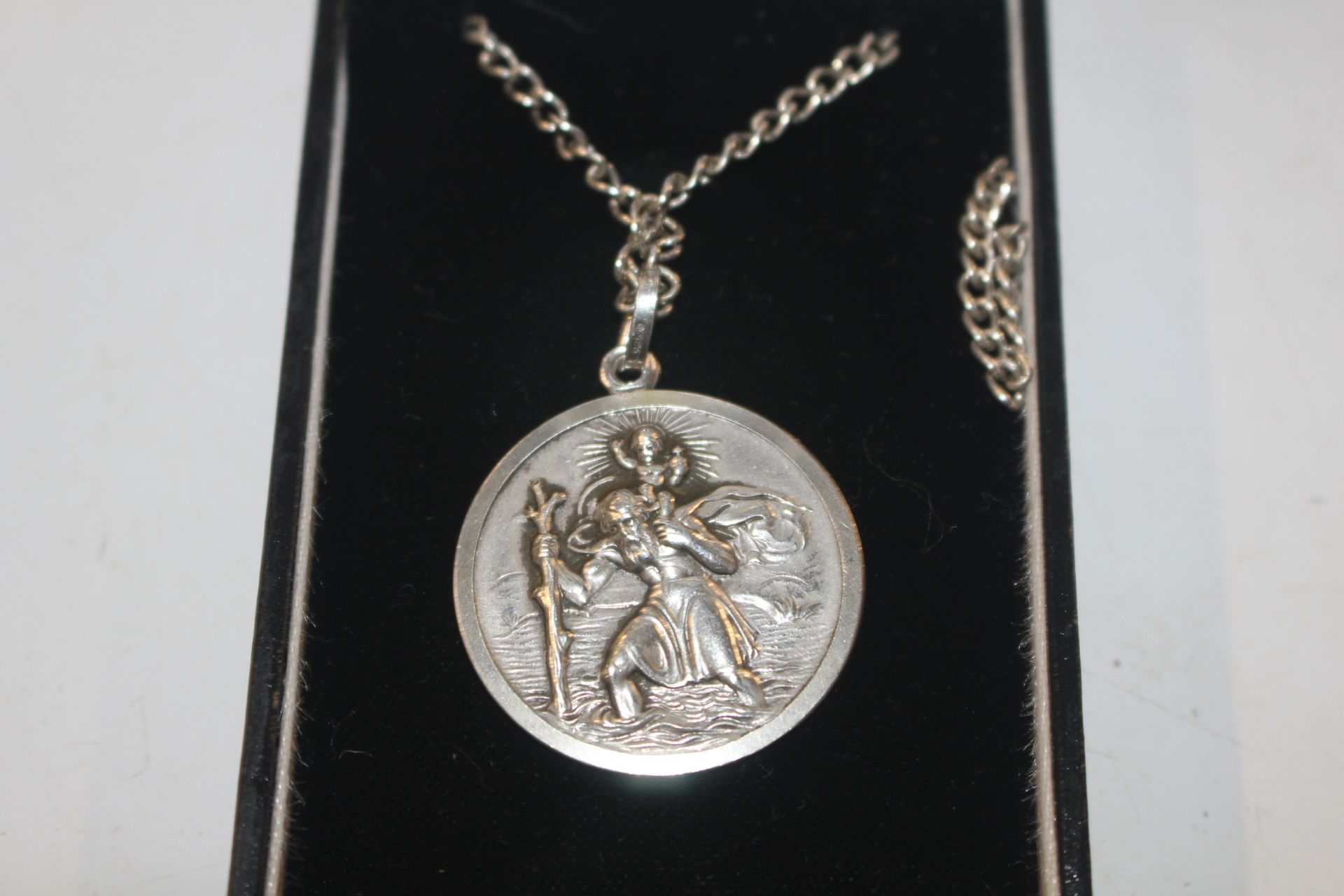 A 1972 Sterling silver St Christopher pendant on c