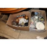 Three boxes of various sundry glass and china