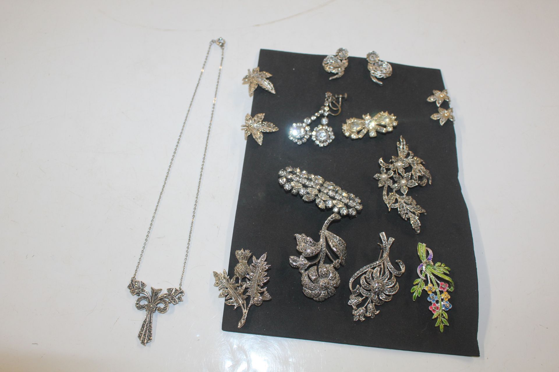 A collection of vintage white metal and diamanté s