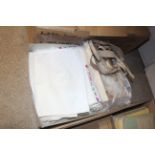 A box of various table linen etc.