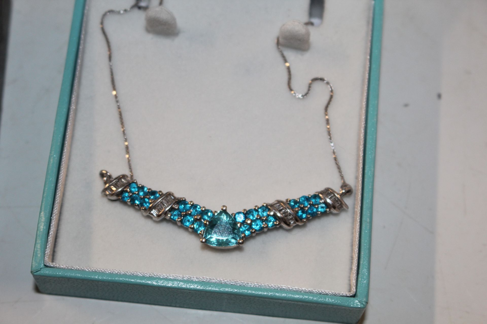 Two Sterling silver and Apatite garland necklace; - Image 2 of 3