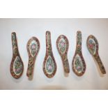 A set of six Chinese spoons decorated in famille r