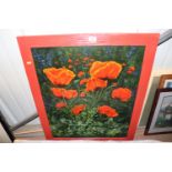 A media oil on board "Poppies In A Garden", signed