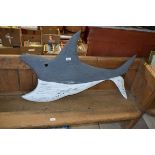 Sam Taplin, painted wooden shark