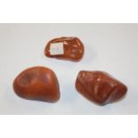 Three pieces of raw amber, approx. 185gms