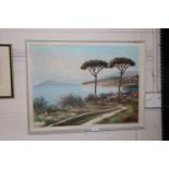 An oil on board depicting an Italian landscape, si