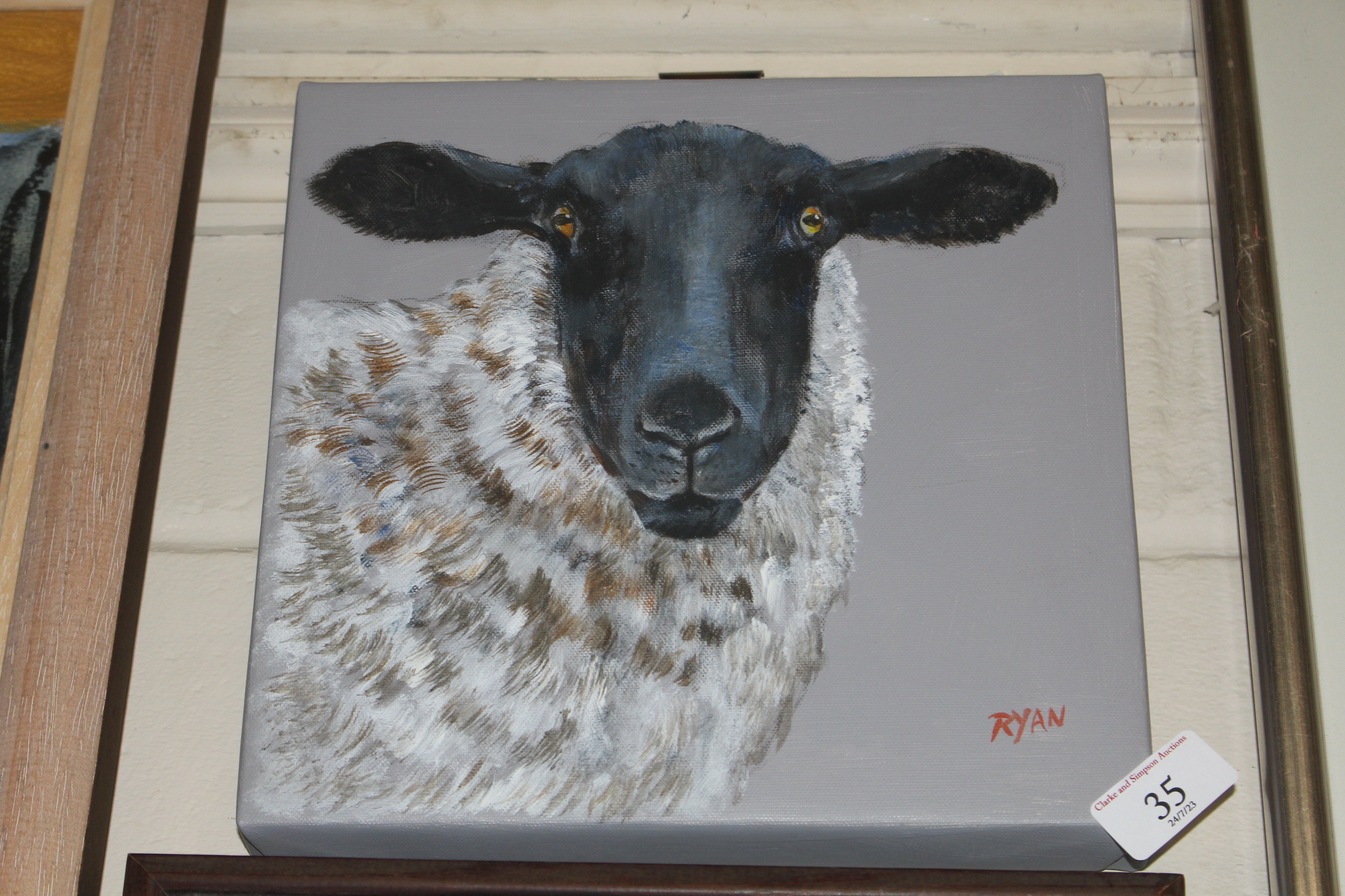 John Ryan, acrylic on canvas "Suffolk Ewe"