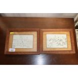 E B Herbart, two oak framed studies depicting hunt