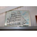 A watercolour study of a sailing boat