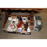 A punch set and two boxes of various china includi