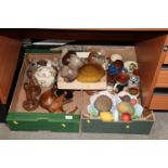 Three boxes containing various Studio Pottery, Dev