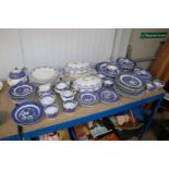 A collection of various patterned blue and white c