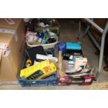 Three boxes of various electrical items including