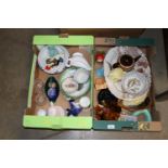 Two boxes of various china, glassware, dressing ta