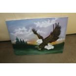 Unframed oil on canvas study of an eagle