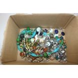 A box of assorted costume jewellery, mainly neckla