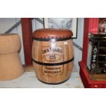 A reproduction Jack Daniels barrel seat