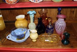 A quantity of various Art Glass ware including vas