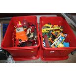 Two boxes containing die-cast vehicles including D