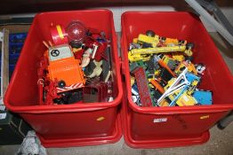 Two boxes containing die-cast vehicles including D